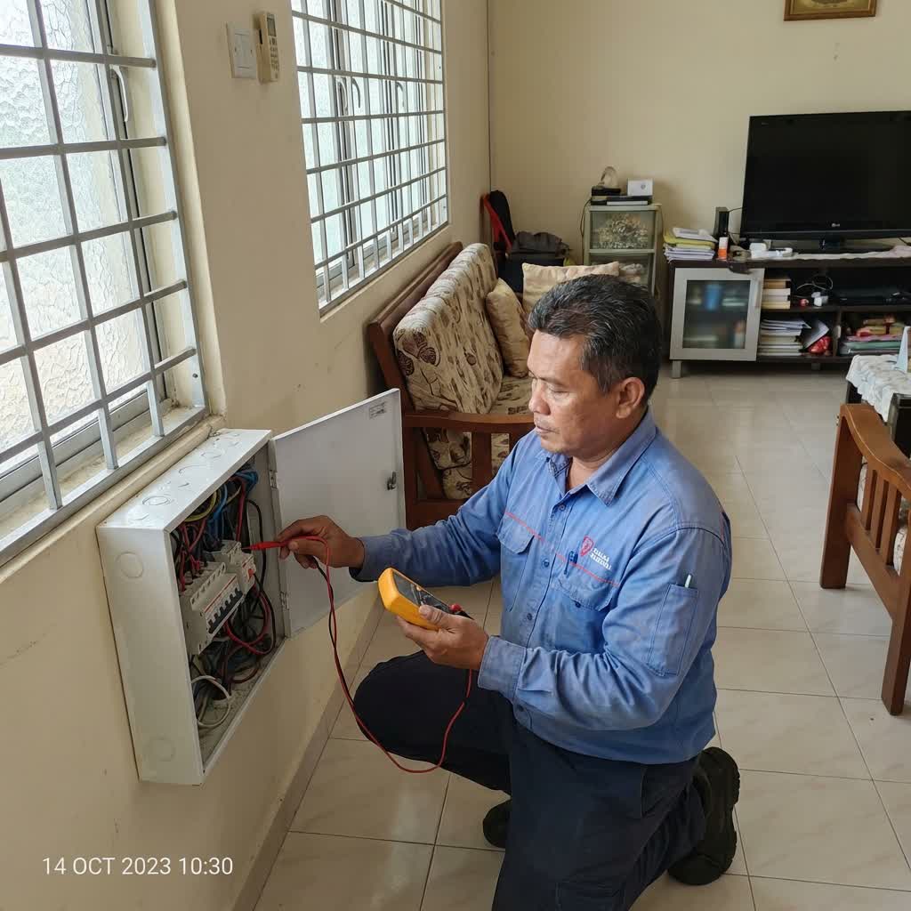 Electrician conducting safety inspection