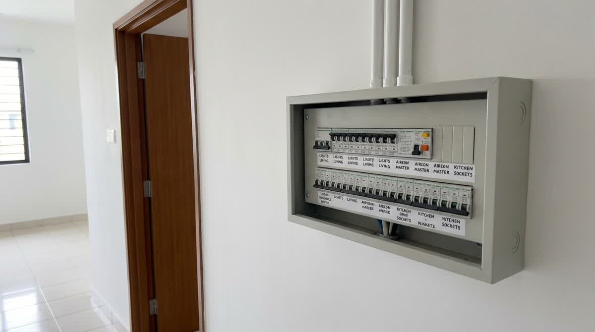 New modern DB panel installed during rewiring project in Kajang terrace house