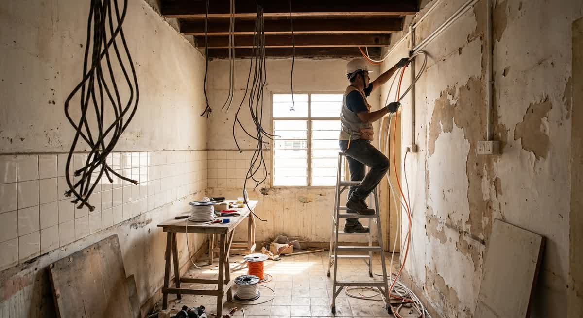 Kitchen rewiring for shophouse on Old Klang Road