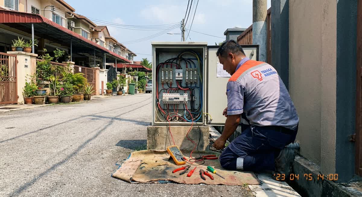 Electrician restoring power at a residential home DB board in Kota Damansara Seksyen 6
