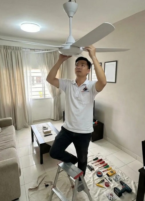 Professional electrician at work